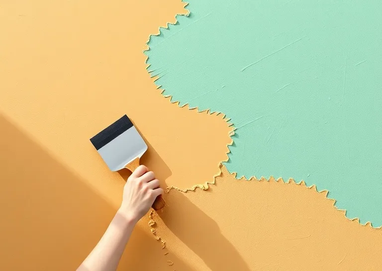 Application d'un enduit décoratif à la lisseuse sur un mur